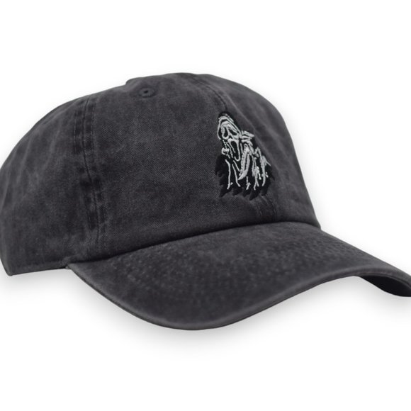 Ghostface Embroidered Unstructured Adjustable Pigment Dyed Style Dad Hat - BLACK - Picture 2 of 3